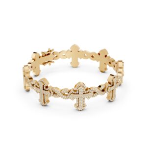 14K Yellow Gold Cross & Infinity Bracelet